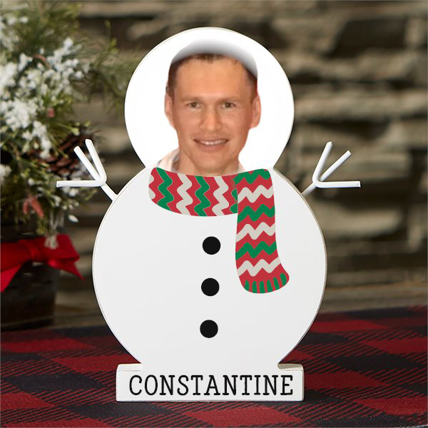 Constantine Photo Face Personalized Wooden Snowman - 9.5″