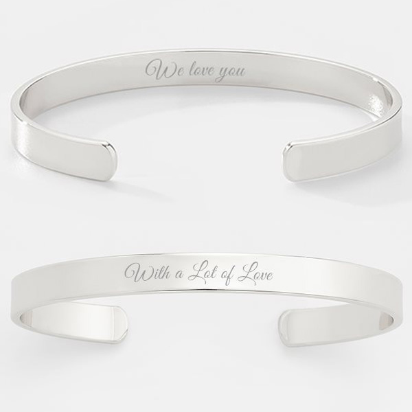 ConstantineSummer Engraved Slim Silver Plated Cuff Bracelet