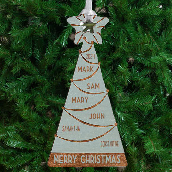 ConstantineSummer - Family Christmas Tree Personalized Wood Ornament