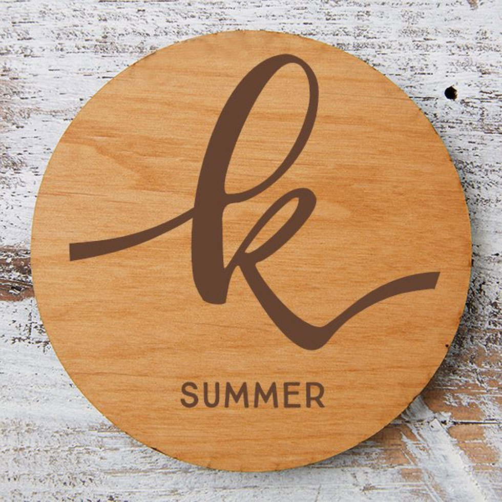 Script Initial Engraved Wood Coaster by PersonalizationMall.com