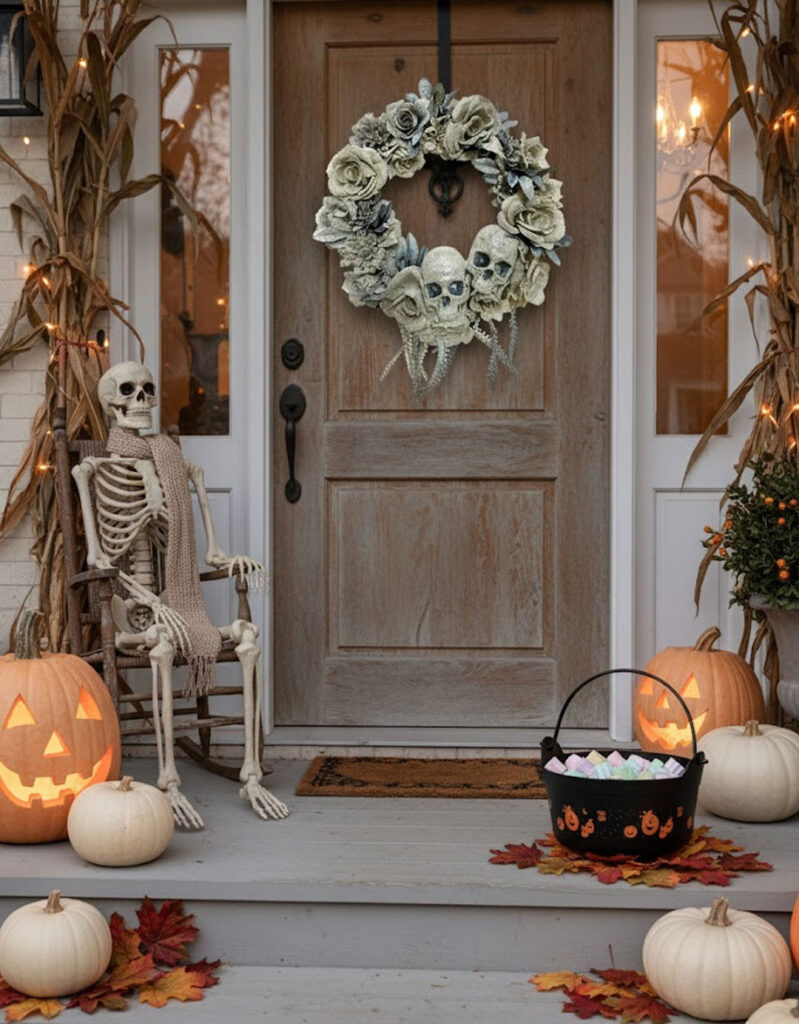 Skull & Roses Halloween Wreath