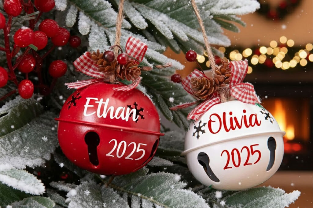 Personalized Metal Christmas Bell Ornaments