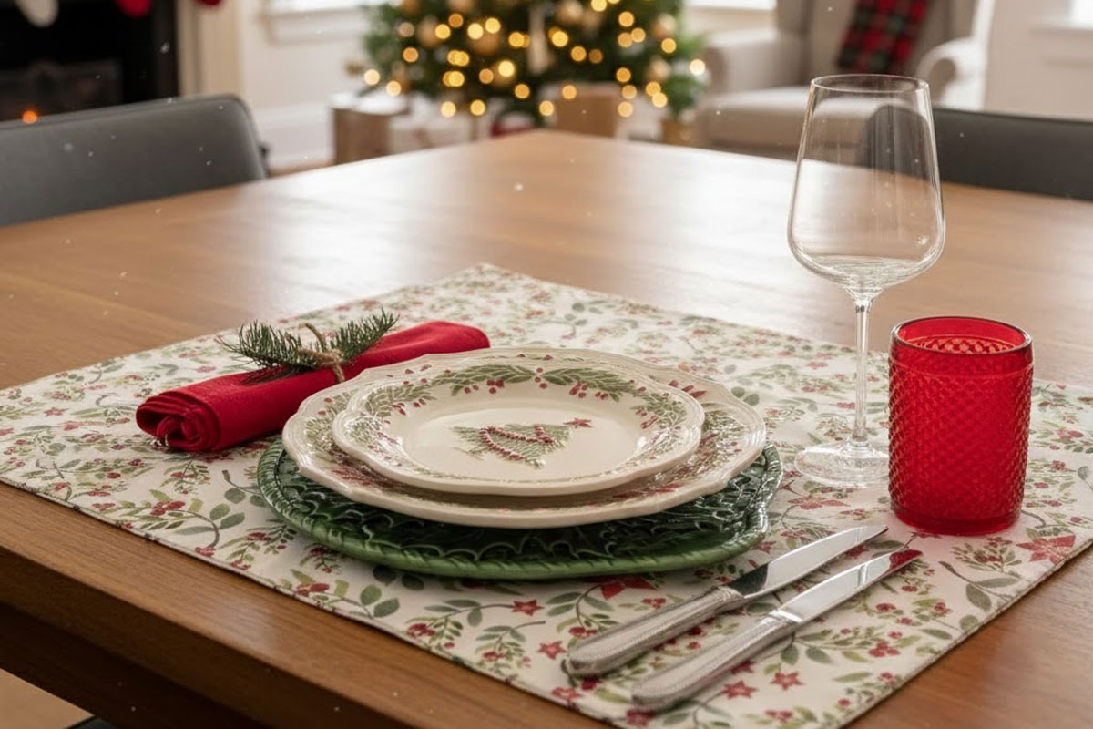 Stoneware dining set with Christmas tree motif - Etsy