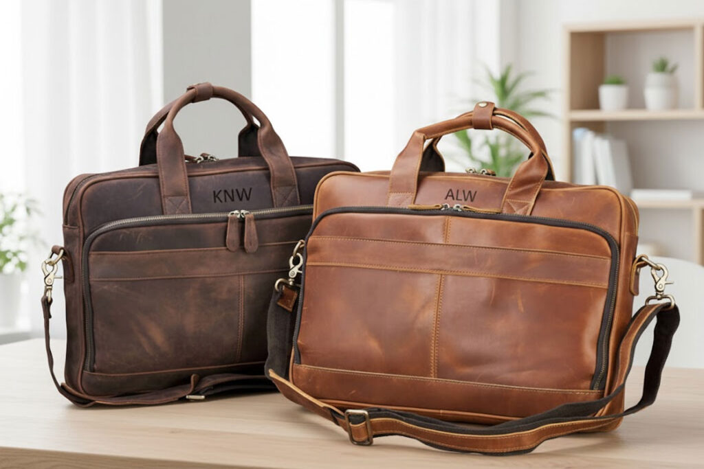 Personalized Vintage Leather Briefcase from Etsy