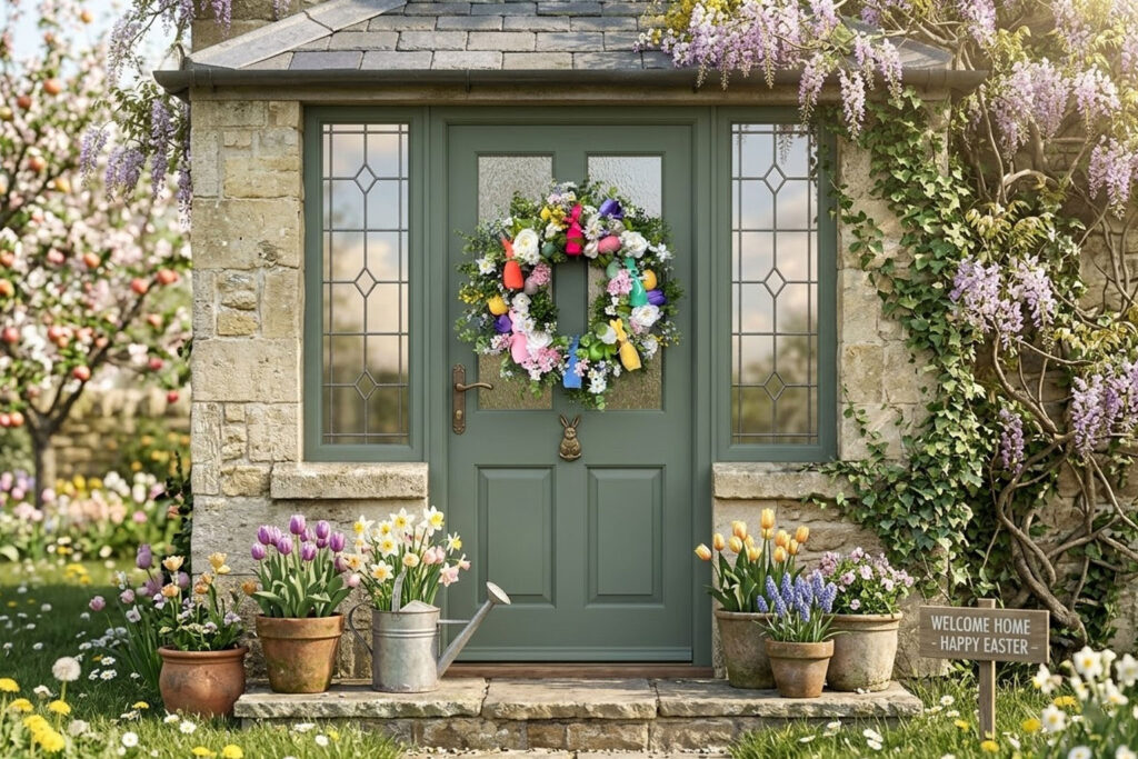 Easter Door Wreath with Bunny Theme