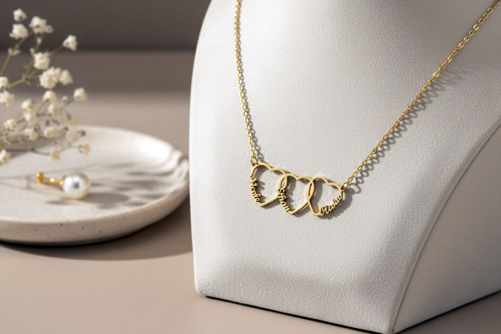 Family Name Necklace with Heart - Etsy