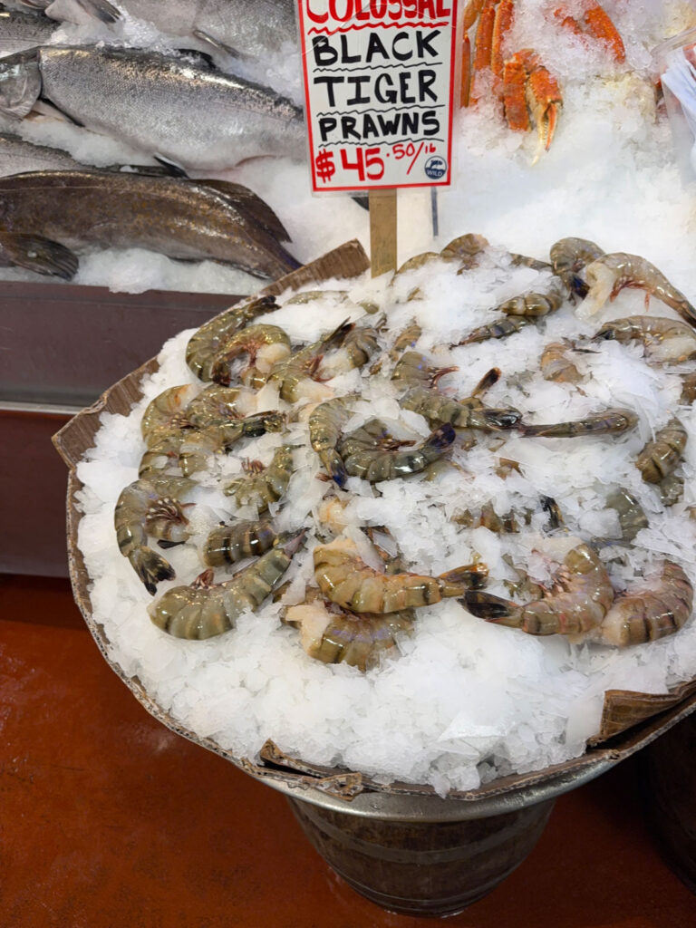 Colossal black tiger prawns