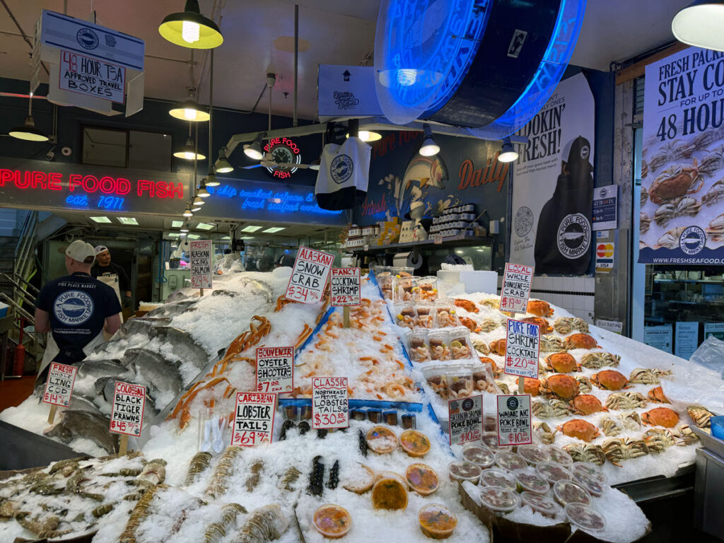 multi-tiered display at Pure Food Fish Market