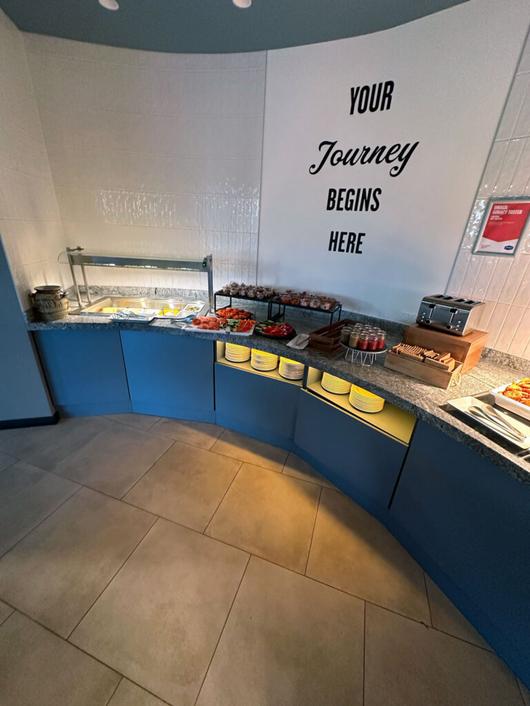 The breakfast counter at a Hampton by Hilton