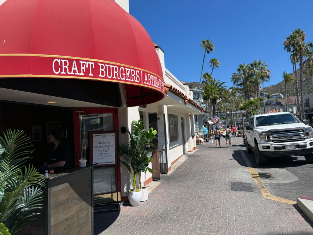 A casual burger stand along Avalon's main drag
