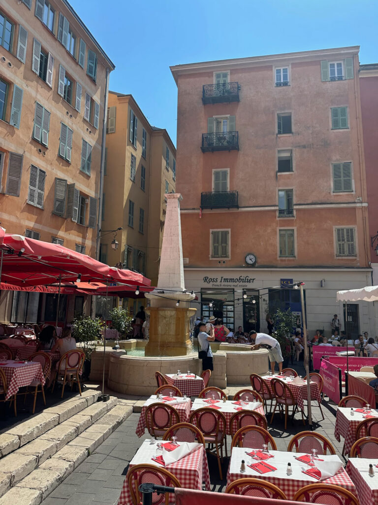 A fountain-centered square in the Old Town