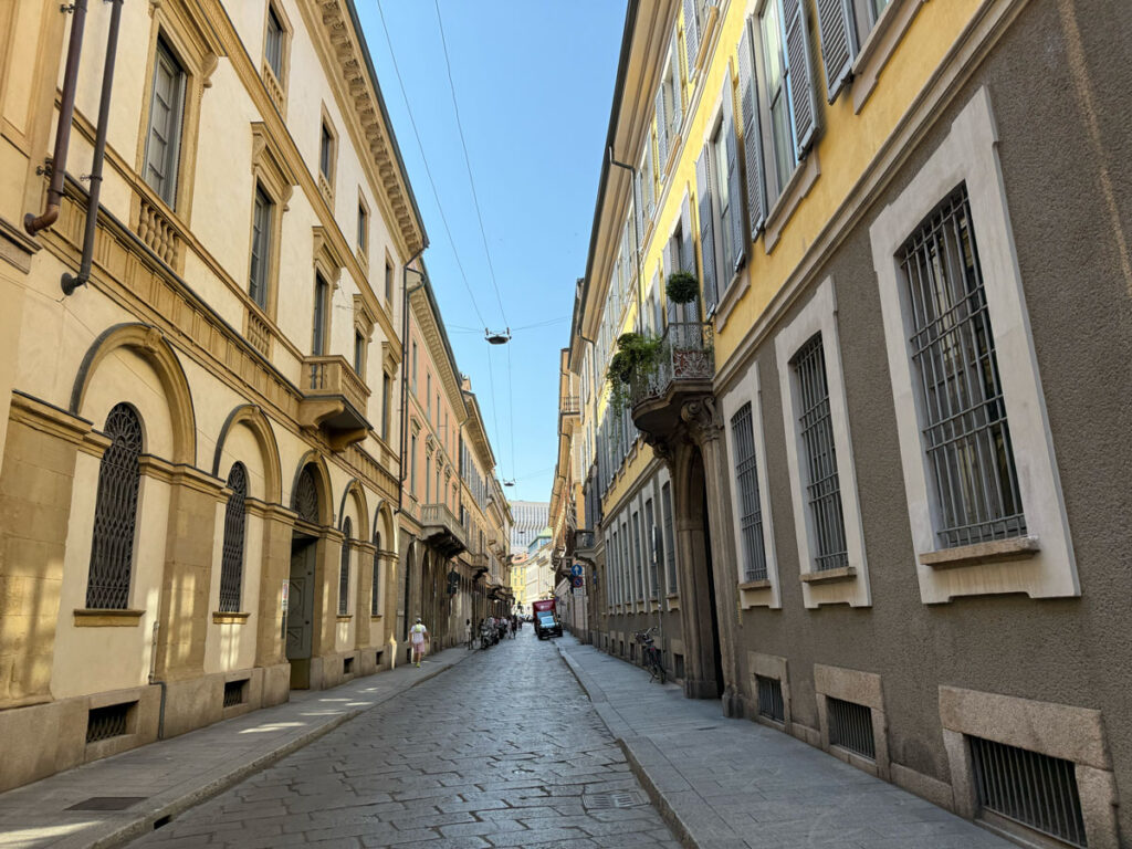 One of the quiet cobblestone streets