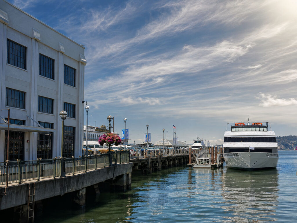 The San Francisco Spirit docked at its Fisherman's Wharf pier