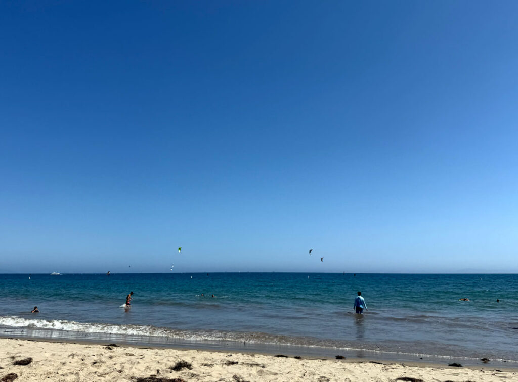 Kite surfers well offshore on a breezy Santa Barbara afternoon