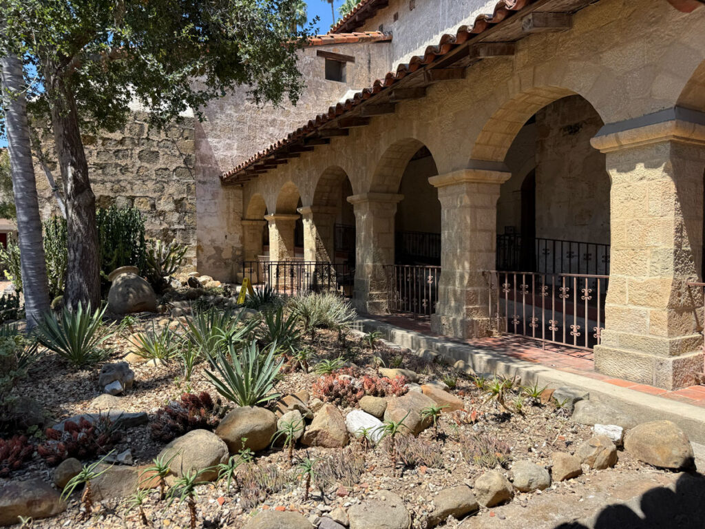 The Mission's stone arcade