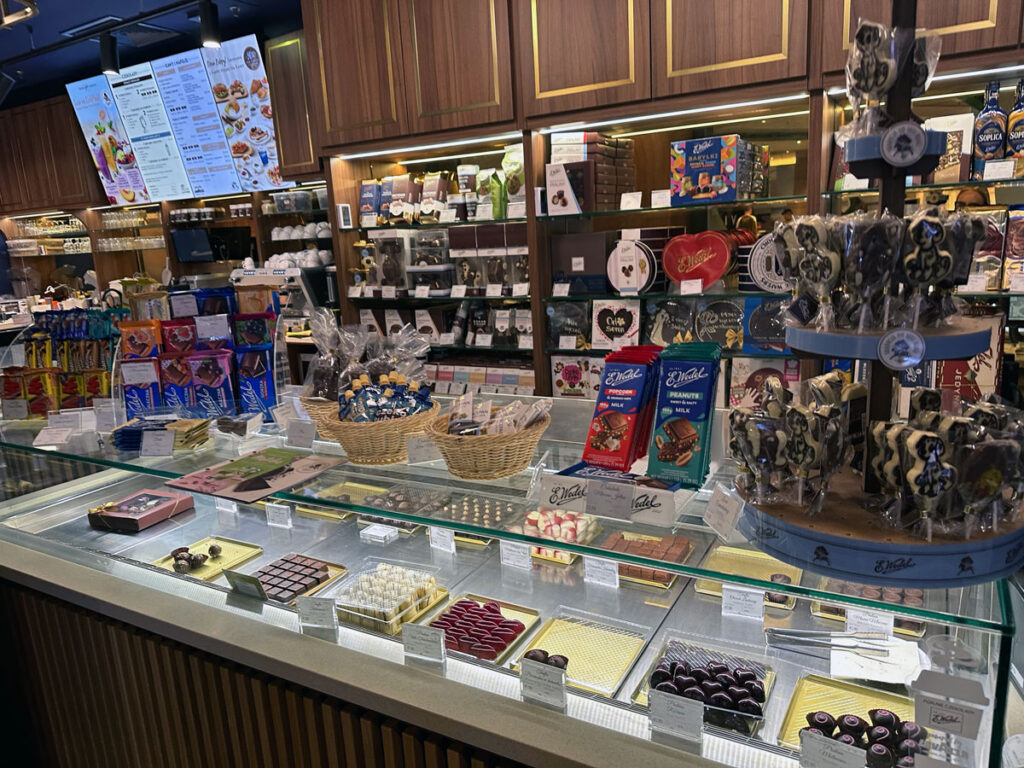 The praline and truffle counter at E. Wedel