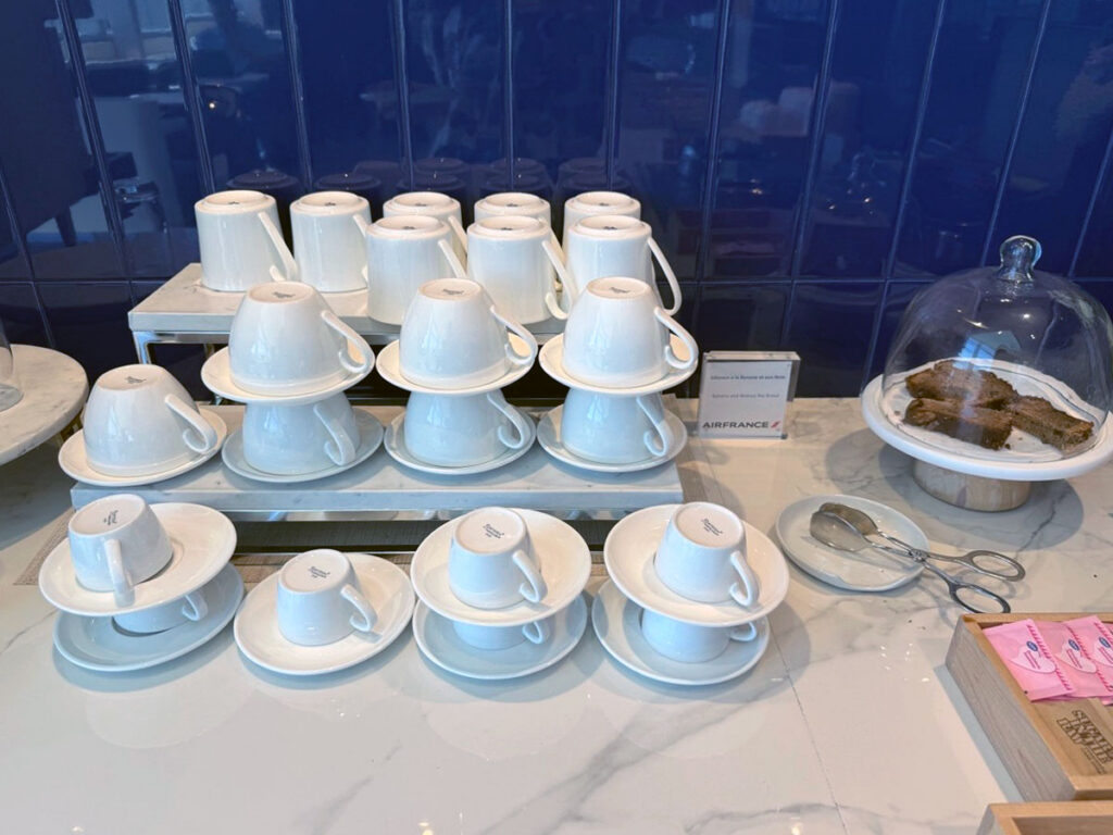 Espresso service and a banana-walnut tea bread