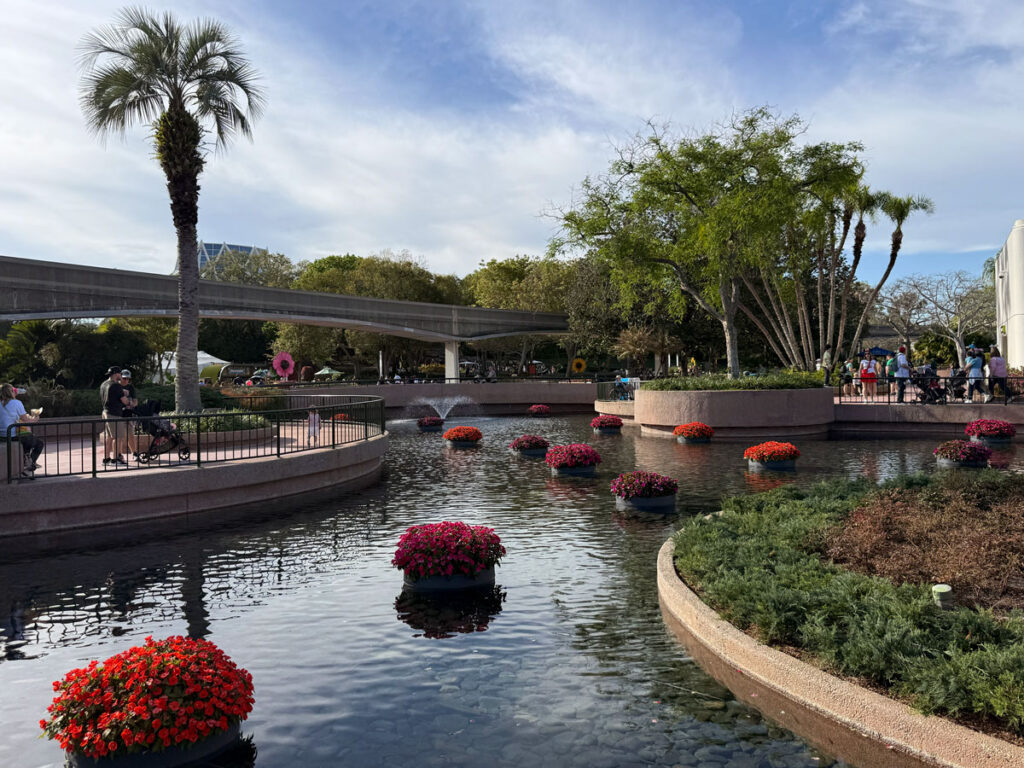 fountain and reflecting pool near Test Track