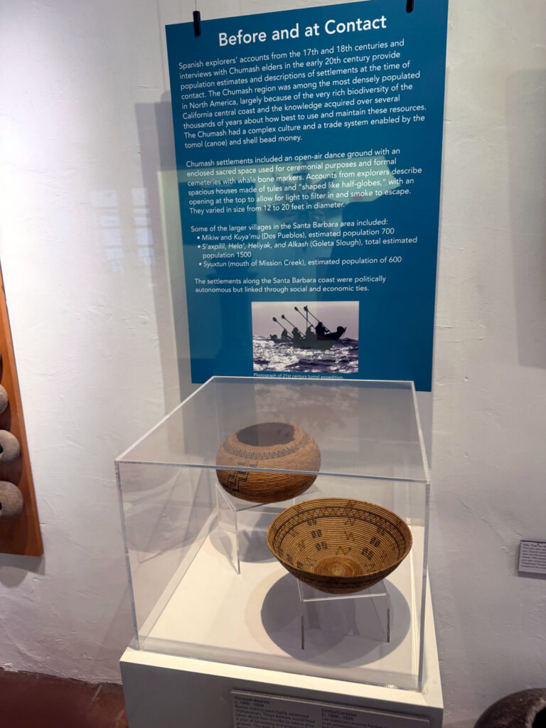 A museum panel on Chumash life before European contact