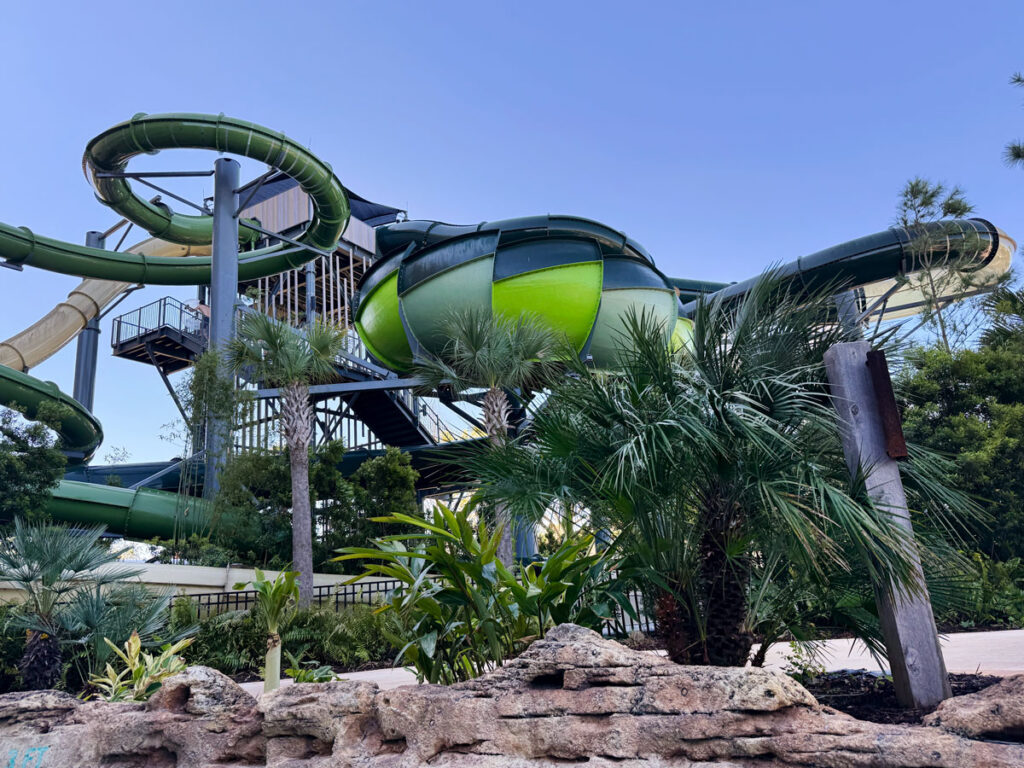 A closer look at the slide tower's funnel section