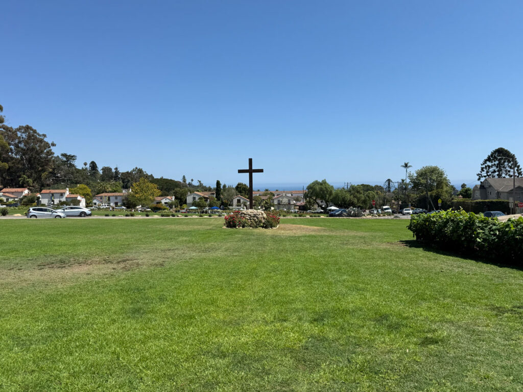 The lawn in front of the Mission