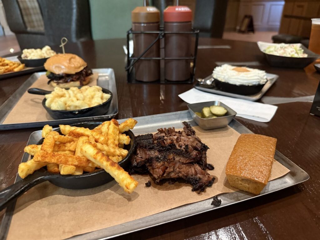 Smoked brisket with crinkle-cut fries