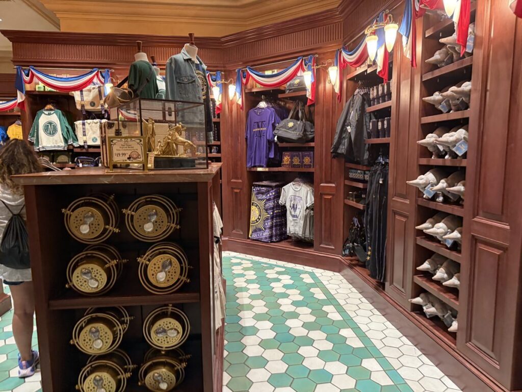 A Ministry-themed shop with Time-Turner Popcorn Buckets.