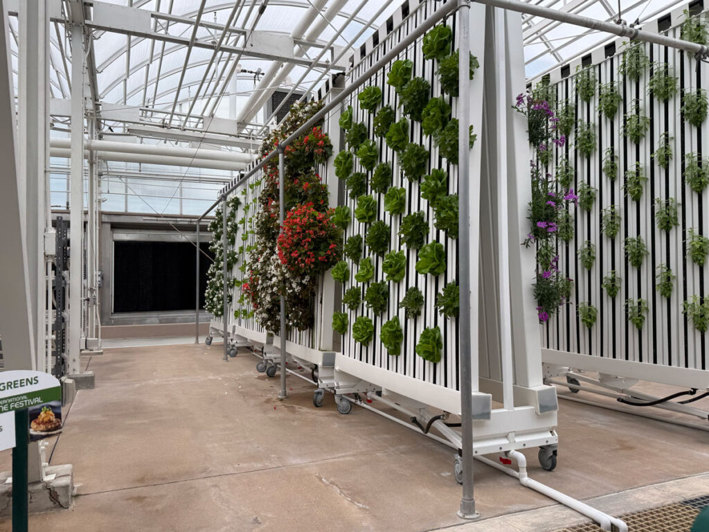 Vertical towers labeled Microgreens.